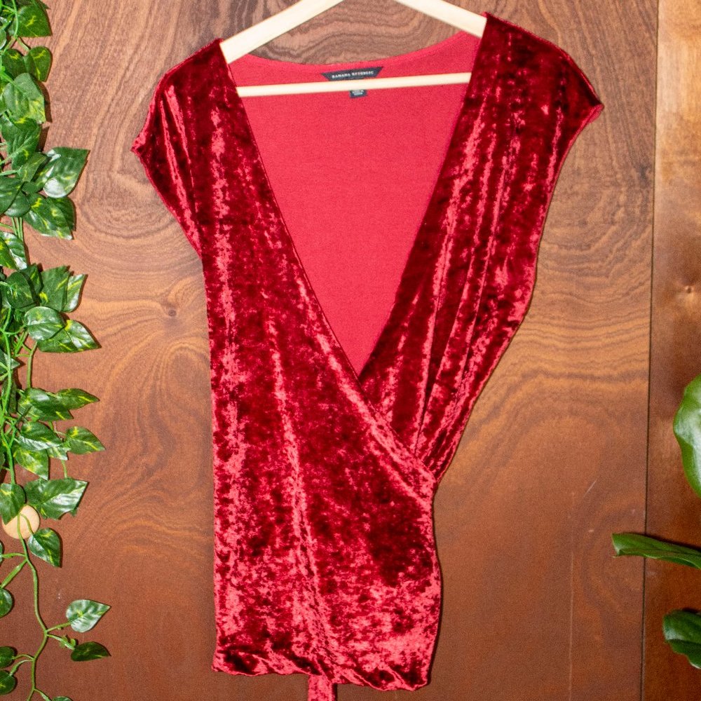 Red Velvet Wrap Top - Banana Republic